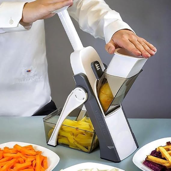 Saker Adjustable Safe Vegetable Slicer,Safe 5-in-1 Mandoline Slicer, Adjustable Vegetable Chopper & Fruit Slicer for Fast Meal Prep, 0.1-8mm Thickness (blue)