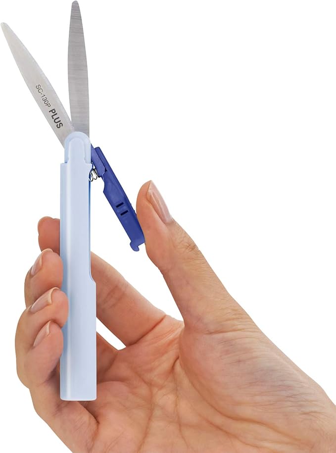 Plus Pen Style Non-Stick Compact TSA Twiggy Scissors with Cover, Blue