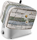 White Green Blue Toaster Cover 2 Slice, Vintage Wooden Rustic Dustproof Bakeware Oven Protector with Top Hook, White Daisy Floral Waterproof Small Kitchen Appliance Toasters Dust Cover, 12"x7.5"x8"