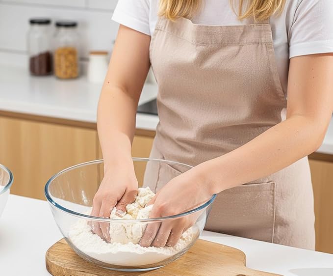 Large Glass Bowl for Sourdough Bread Making 6 QT Glass Mixing Bowl with Lid and Black Stand-Up Handle, Clear Sourdough Bread Proofing Bowl with Cover, Ideal for Baking, Meal Prep and Kitchen Storage