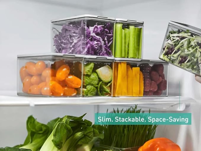 Prepdeck Food Storage Containers from 20% More Capacity - Streamlined & Stackable - Super Seal Lids - Measure in ml, oz & Cups - Color-Matched Grippy Silicone Foot Trim - 3 Size Options, 5 Colors