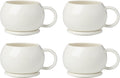 Oneida Coffee Mug Set, Quirk Mugs with Coasters, Set of 4, Service For 4, Porcelain Material, Microwave And Dishwasher Safe, Ceramic Mugs, Coasters And Coffee Cups (White, 8 Pieces, 18 Ounce Capacity)