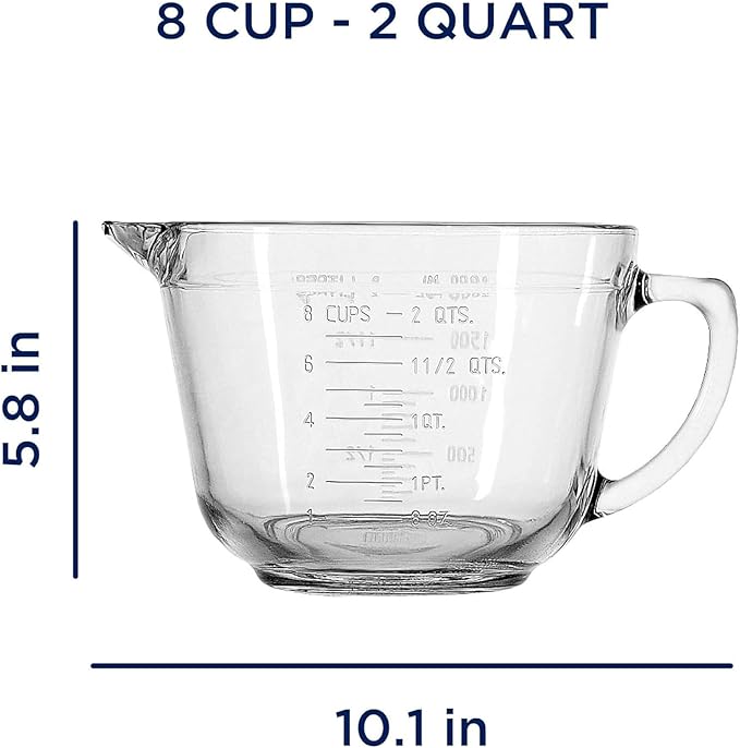 Anchor Hocking Batter Bowl, 2 Quart Glass Mixing Bowl