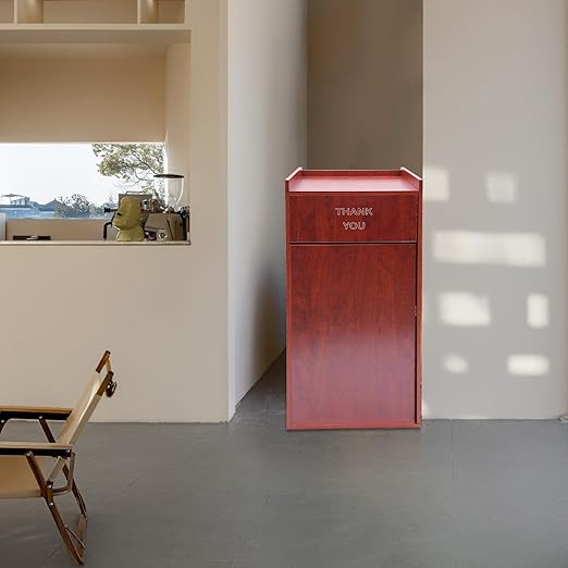 Restaurant Trash Can Cabinet, 30Gallon Commercial Trash Cans with Tray Holder & Canvas Trash Bag, Wooden Garbage Receptacle Indoor Trash Bin for Restaurant Cafeterias Schools Hotel Office Etc