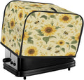 4 Slice Toaster Cover,Sunflower Bee On Retro Small Kitchen Appliance Bread Machine Cover with Pockets,Dust & Fingerprint Protection