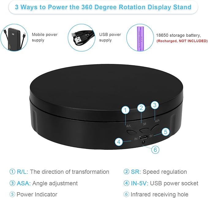 2 in 1 Motorized Rotating Display Stand with 5.74 /8.66 inch Replacement Cover, Remote Control 360 Degree Electric Turntable Display Stand Max 22lbs Load Auto Lazy Susan for Photography LiveStream