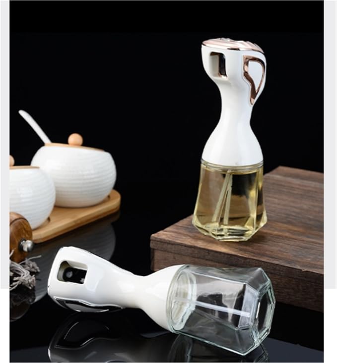 Olive Oil Dispenser Bottle Oil Sprayer Glass Household Olive Oil Sprayer Push Type for Air Fryer Salad Baking Oil Sprayer for Cooking(Gold)