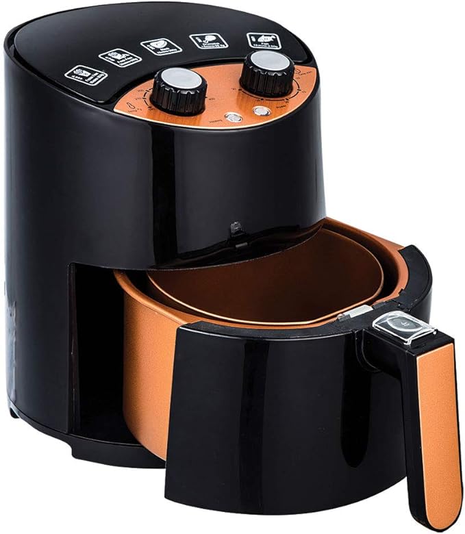 Copper Chef 2 QT Air Fryer - Turbo Cyclonic Airfryer With Rapid Air Technology For Less Oil-Less Cooking. Includes Recipe Book (Black)