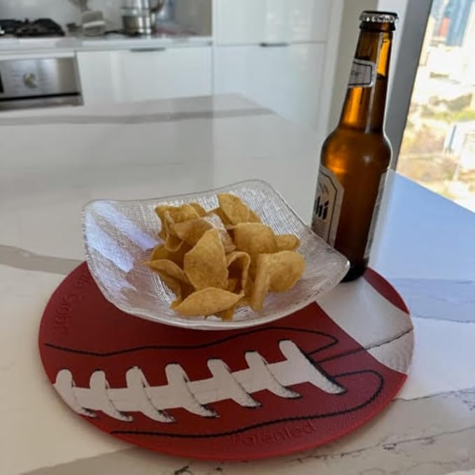 Safe Grabs: Original Microwave Mat as Seen on Shark Tank | Splatter Guard, Trivet, Hot Pad, Pot Holder, Minimize Mess (BPA Free, Heat Resistant, Dishwasher Safe), Football