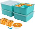 Silicone Freezer Tray with Lid - 1 Cup Silicone Food Freezer Tray - Large Ice Cube Freezer Molds - Soup, Sauce, leftovers, Homemade Meal Prep Freezing Kitchen Storage Containers(Aqua 4 Pack)