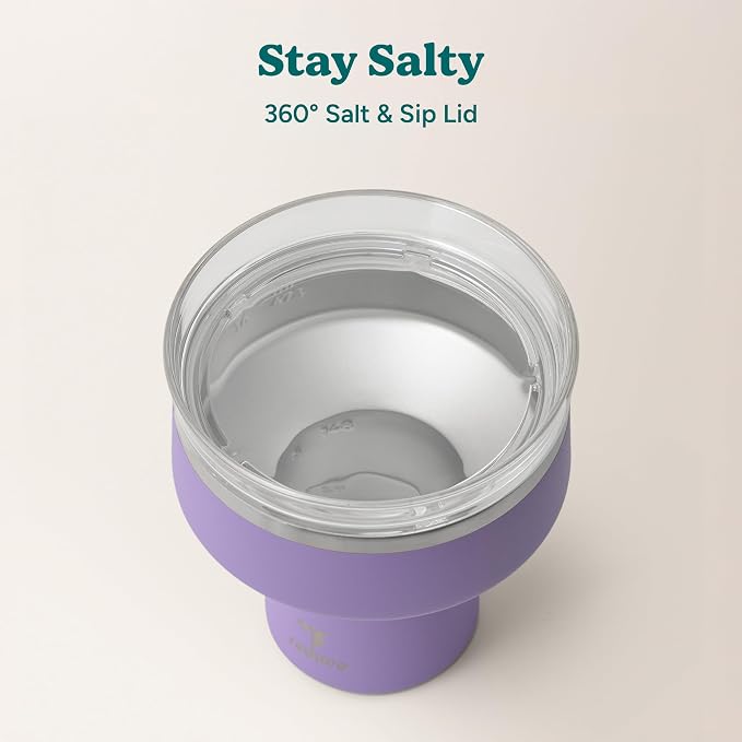 REDUCE Saltini 16 oz Cocktail Tumbler - Insulated Margarita Tumbler with Lid - Keeps Drinks Cold for 10 Hours - 360 Sippable Martini Glass Alternative - Shatterproof, Perfect for Parties-Purple Punch