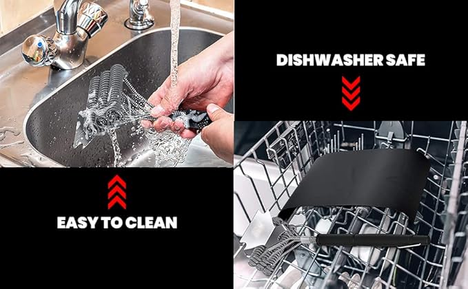 Fuego Grill Brush and Scraper Bristle Free - 17” Safe BBQ Brush for Gas/Charcoal/Weber Grills - Stainless Steel Triple Helix Grill Cleaner - Quality Grill Accessories for Dad