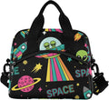 OREZI Insulated Lunch Tote Bag for Adult Men Women,UFO Aliens Spaceship Planet Kid's School Lunchbox with Detachable Shoulder Strap for School Office Fishing