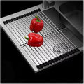Roll-UP Dish Drying Rack, Stainless Steel Dish Drainer Over The Sink for Kitchen Countertop, Foldable Rollable Kitchen Sink Rack 14.6”to 18.5”(Black,43x30cm/16.9x11.8in)