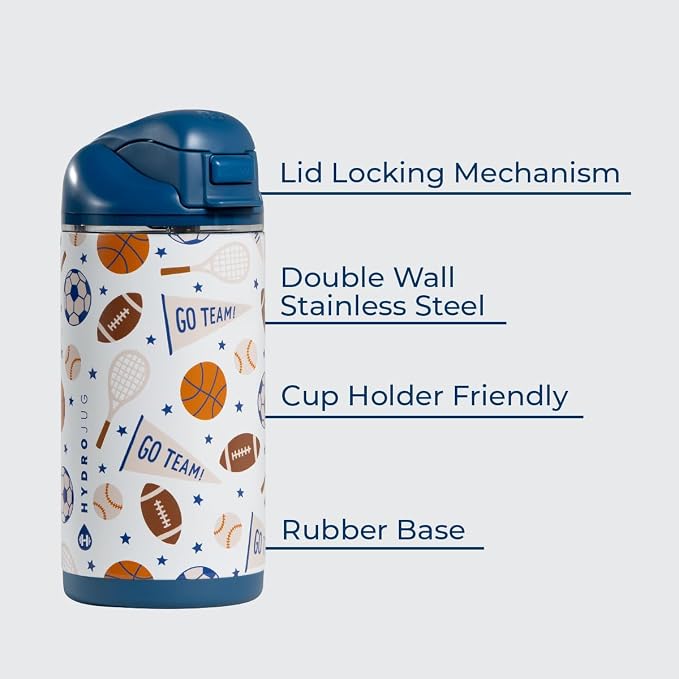 HydroJug Ease2o 14oz Kids Water Bottle with Straw & Chug Lid, All-Stars