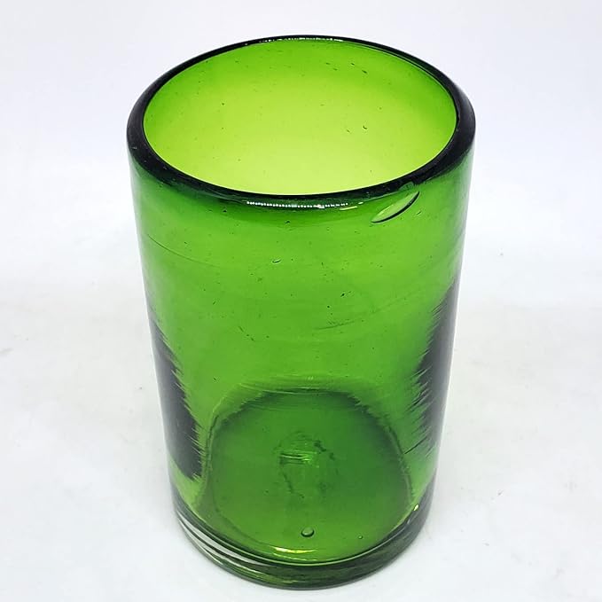 Solid Emerald Green 14 oz Drinking Glasses (set of 6), Recycled Glass, Lead-free, Toxin-Free (14oz Drinking)