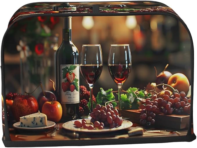 Fruit Apple Grape Wine Toaster Cover 4 Slice Dust and Fingerprint Protection Toaster Bread Maker Covers Washable Kitchen Small Appliance Covers for Kitchen Accessories Decor Bakeware Women Gift