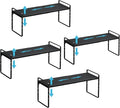 15.5 to 25.5 Inch Kitchen Cabinet Shelf Organizers, Adjustable Kitchen Counter Shelf Organizer, Set of 4 Expandable Countertop Storage Shelves, Stackable Design, 30LBS Heavy Duty, Space Saver