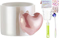 Pearl Ceramic Coffee Mug for Tea Latte Milk Cute Love Shape Cup for Home Office Women Gift 6.5 oz (love pearl pink, 330 ml)