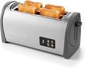Elite Gourmet Digital Long Slot 4-Slice Toaster – Touch Screen LED Display, Extra Wide 1.5” Slots for Artisan & Bagel Bread, 6 Browning Levels, Defrost & Reheat, Stainless Steel Modern Design