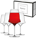 ANGELENO Figueroa Red Wine Glasses, Large Stemmed Crystal Wine Glasses for Cabernet Merlot Pinot Noir, Elegant Clear Red Wine Glass Cups for Dining Table Kitchen Bar, Modern Wine Glassware - Set of 4