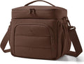 BAGSMART Puffy Insulated Lunch Bag, Lightweight Large 14L Double Deck Lunch Box for Women, Soft Cooler Tote for Office Work Travel Camping with Stretch Side Pockets Fits 40 oz Bottle, Coffee Brown