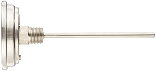 PIC Gauge B3B6-I 3” Dial Size, 0/250°F, 6" Stem Length, Back Angle Connection, Stainless Steel Case, 316 Stainless Steel Stem Bimetal Thermometer