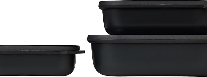 Mepal – Multi Bowl Cirqula 3-Piece Set – Food Storage Container with Lid - Suitable as Airtight Storage Box for Fridge & Freezer, Microwave Container & Servable Dish - 500, 1000, 2000ml - Nordic black