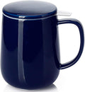 Sweese 20oz Porcelain Teacup with Infuser and Lid, Large Tea Mug for Loose Tea - Microwave and Dishwasher Safe, Insulated, Modern Design for Tea Lovers