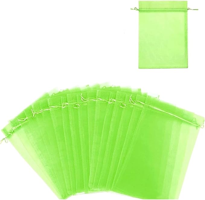 100PCS Fruit Protection Bag Green Mesh Netting Bag with Drawstring(Green,30x40cm)