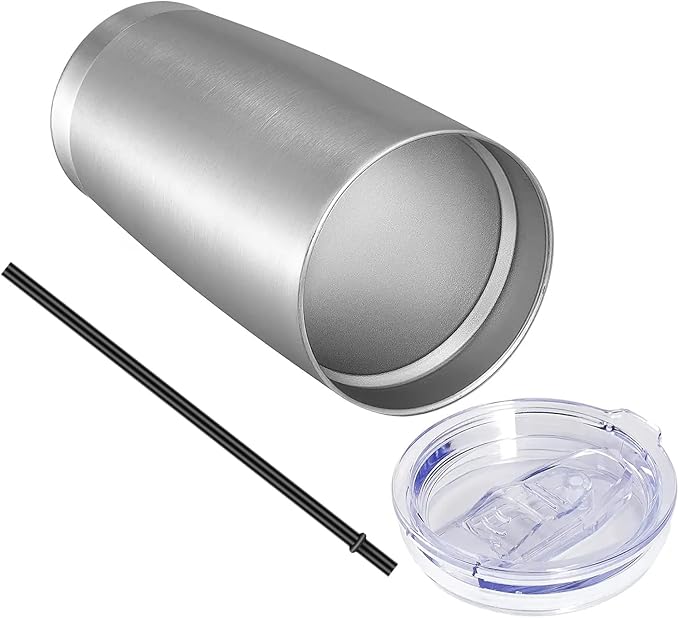 VEGOND 20oz Tumbler with Lid and Straw Stainless Steel Tumbler Cup Bulk Vacuum Insulated Double Wall Travel Coffee Mug Powder Coated Coffee Cup, Stainless, 12 Pack