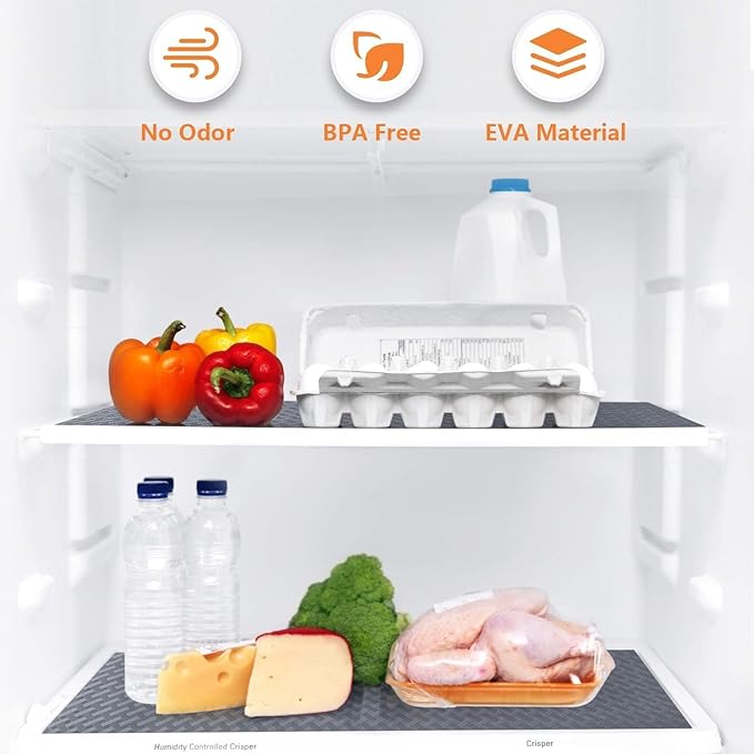Shelf Liners for Kitchen Cabinets Refrigerator Liners Waterproof & Oil-Proof Kitchen Cupboard Liner Durable Plastic Drawer Mats EVA Material Non Adhesive Fridge Liner for Shelves 35.4 x 236.2 Inches