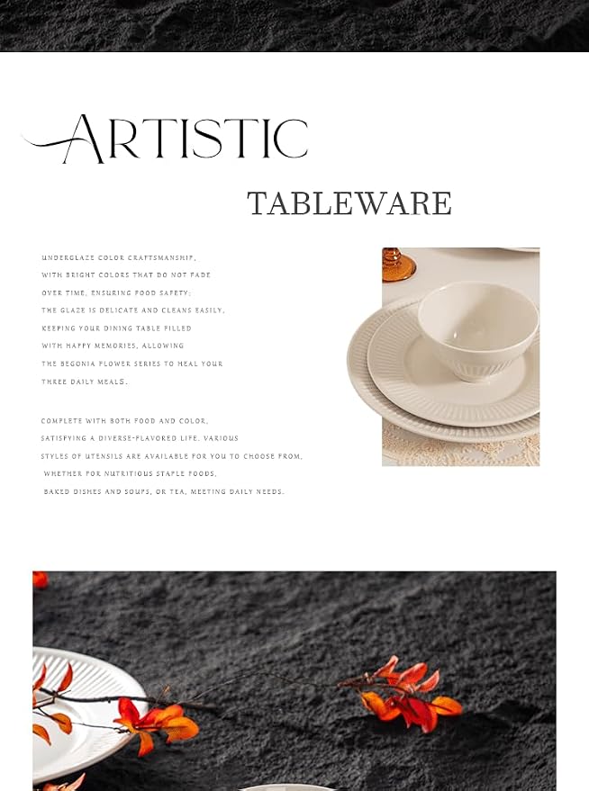Dinnerware sets plates and bowls sets modern plates,Ceramic Dinnerware Sets,12 Pieces Porcelain Lightweight Plates,Scratch Resistant Dish Set (style - 16, 4 - Set (12pcs))