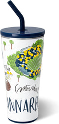 Swig Life 32oz Straw Tumbler, Travel Coffee Tumbler with Lid, Cup Holder Friendly Travel Coffee Mug, Stainless Steel, 32 oz Reusable Insulated Coffee Mug (Saturdays In Ann Arbor)