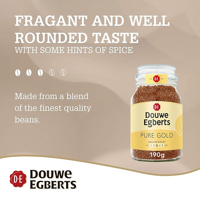 Douwe Egberts Pure Gold Instant Coffee, Medium Roast, 6.7-Ounce, 190g (Packaging May Vary)