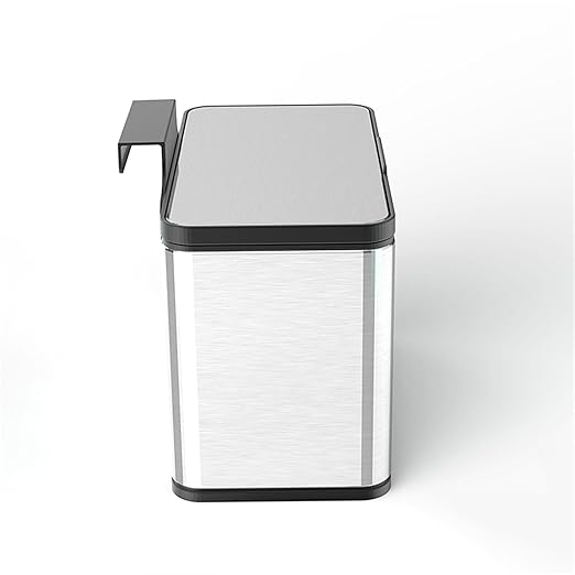 Over-cabinet Stainless Steel Kitchen Trash Bin with Lidded Top, Manual Open, Wall-mount, 0.8 Gallon Capacity, Removable Inner Liner, Bag Dispenser Compartment, for Apartments RV Pantry Office