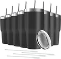 30oz Tumbler Vacuum Insulated Travel Mug with Lids, Stainless Steel Double Wall Bulk Cup for Home, Office, Outdoor Suitable for Vehicle Cup Holders(Set of 8, Black)