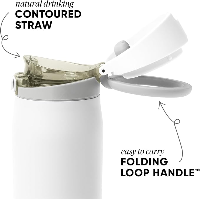 Simple Modern Personalized Mesa Loop Water Bottle with Covered Straw and Handle | 30oz Cup Holder Friendly Insulated Stainless Steel Bottles for Travel, Sports and School | Winter White