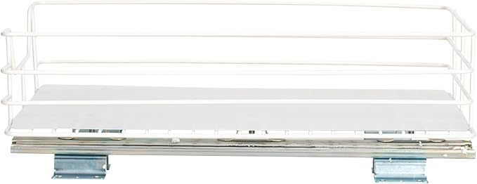 Household Essentials Glidez Paint-Finished Steel Pull-Out/Slide-Out Storage Organizer with Plastic Liner - Under Cabinet or Wire Shelf Use - 1-Tier Design - Fits Standard Size Cabinet or Shelf, White