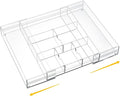 Briwooody 1 Pcs Acrylic Desk Drawer Organizer 9'' up to 18'' x 12'' x 2.1'' Expandable Drawer Organizer Trays with 8 Adjustable Compartments Clear Desk Accessories for Makeup Office Bathroom