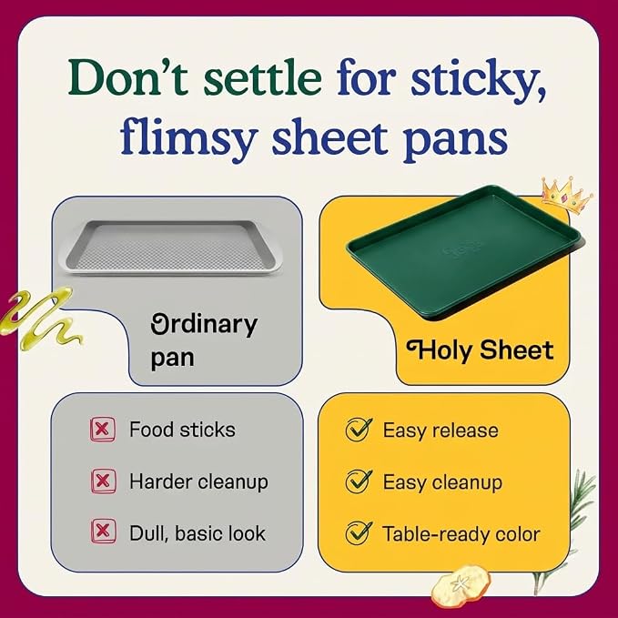 Great Jones Holy Sheet Pan (Broccoli) | Nonstick, Half-Sheet Pan | Aluminized Steel, 18.5" x 13.5" | For Baking, Roasting, & Broiling | Premium Bakeware with Even Heat Distribution | Dishwasher-Safe