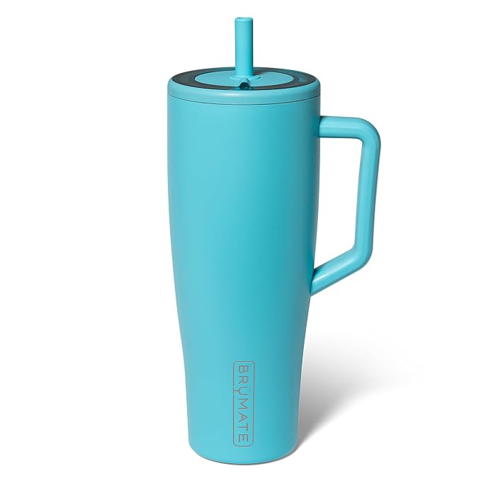 BrüMate Era 40oz Tumbler with 100% Leakproof Straw Lid | Insulated Stainless Steel Water Bottle with Handle | Flexible SoftSip Straw | Cup-Holder Friendly for Travel | BPA-Free (Curaçao)