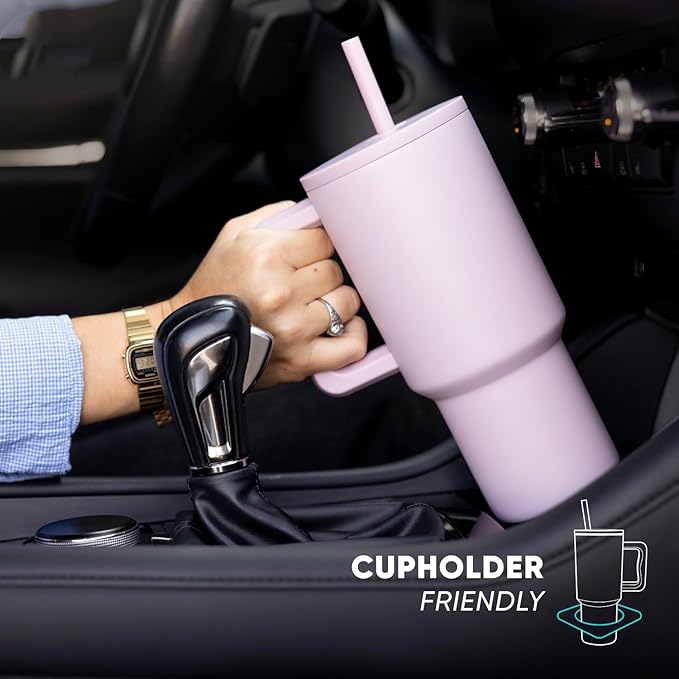 Simple Modern 40 oz Trek Tumbler with Handle and Straw Lid | Cup Holder Friendly Insulated Stainless Steel Travel Mug | Violet Dreams