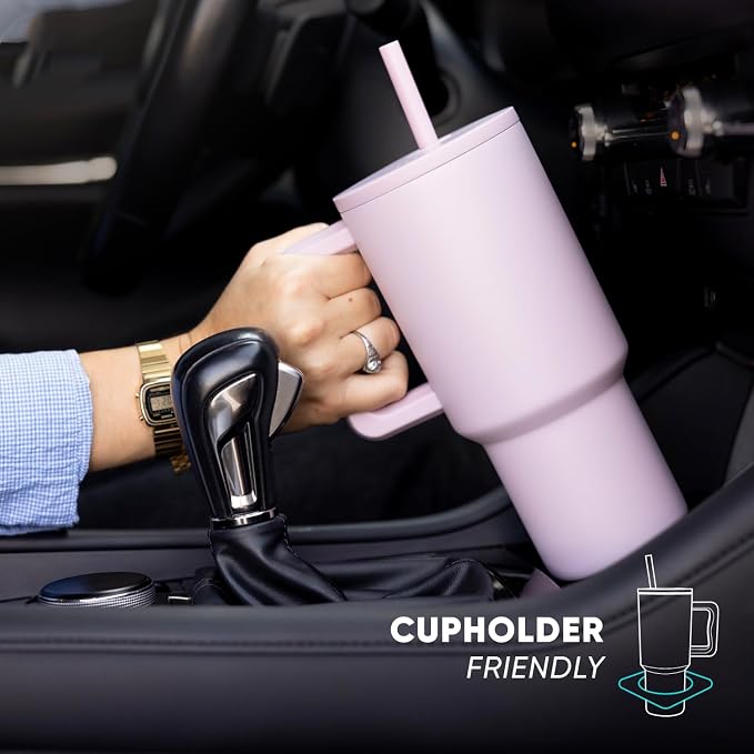 Simple Modern 40 oz Trek Tumbler with Handle and Straw Lid | Cup Holder Friendly Insulated Stainless Steel Travel Mug | Raspberry Vibes (Pack of 12)