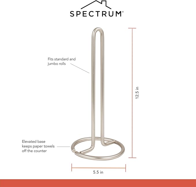 Spectrum 41078 Diversifies Designs Paper Towel Holder, 2 Ounce, 1 Count, Satin Nickel