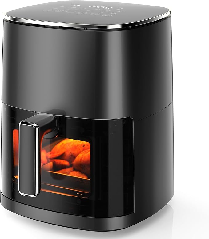 OLIXIS Air Fryer 6 Quart with Window Square Airfryer 12-in-1 Air Frys, Roast, Reheat, Dehydrate, Bake, Steam, Fries, Custard, Chicken, Wings, Sea Food, Vegetabels,400F, White