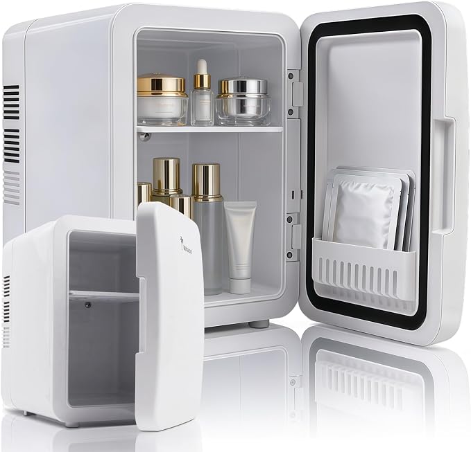 Mini Fridge, 4L/6 Can Portable Personal Refrigerator - Cooler and Warmer, Ideal for Car Use and for Skin Care, Cosmetics, Beverage, Food, Great for Bedroom, Office, Dorm
