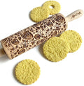 DAMASCUS ROSES Embossed Rolling Pin Wooden Embossing Dough Roller for Cookies and Ceramic by Algis Crafts