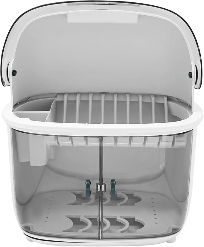 Dish Rack Over Sinks with Silicone Drying Tray, Dish Drainer for Kitchen Counter with Cutlery Holder, Drying Rack Fit