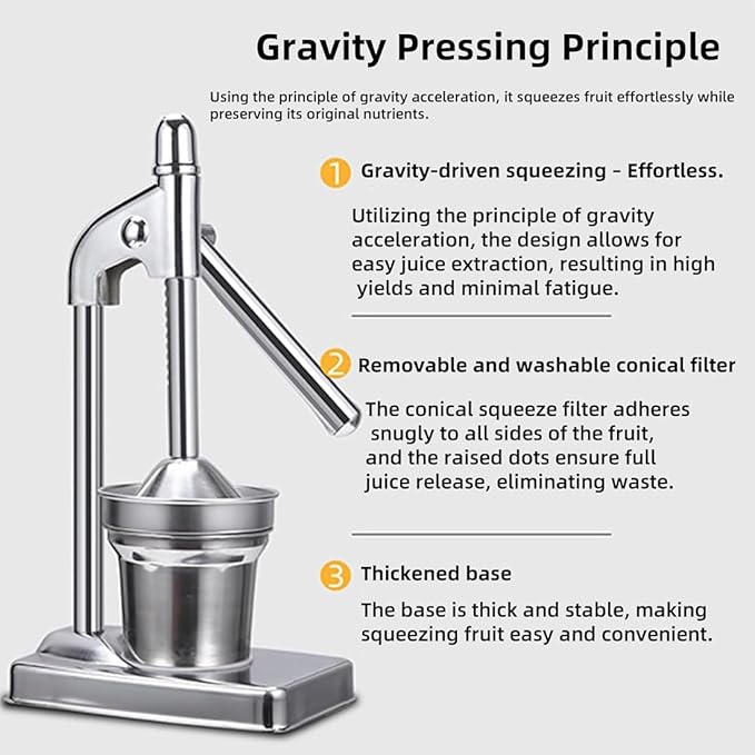 Cast Iron Juicer Hand Press, Cast Iron Manual Juicer, Stainless Manual Casts Iron Juicer, Heavy Duty Countertop Lime Citrus Crush Machine, Easy to Clean, Home, Kitchen, Bar